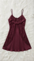 Luxury Satin Lace Ruffle Nighty