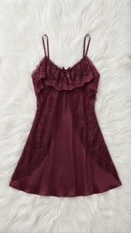 Luxury Satin Lace Ruffle Nighty