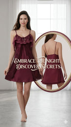 Luxury Satin Lace Ruffle Nighty