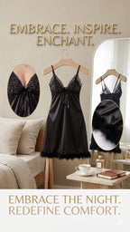 Glamour Feather Trim Satin Nighty